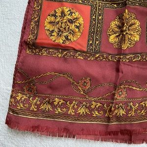Vintage Silk Scarf - Burgundy, Red, Gold - Germany